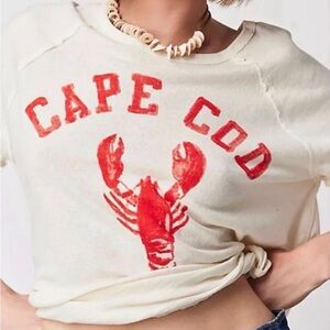 We The Free XS Cream Cape Cod Lobster Oversized Raglan Sleeve Graphic Tee NWOT
